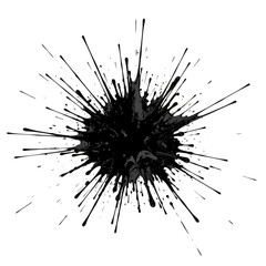 Abstract Black Explosion Burst Effect on Transparent Background