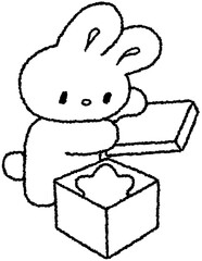 토끼 별 선물 상자 손그림 도안
