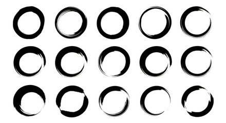 Hand Drawn Oval Shapes Arrangement on Transparent Background
