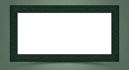 Ornate Dark Green Rectangular Picture Frame with Intricate Pattern.