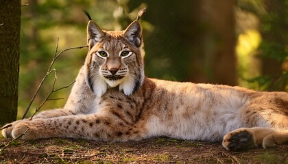 lynx in the forest wood