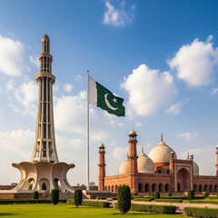 Minar-e-Pakistan and Badshahi Mosque A View of Pakistani Landmarks