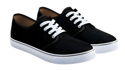 Men? skate shoes in black canvas with white sole, clean isolated mockup,