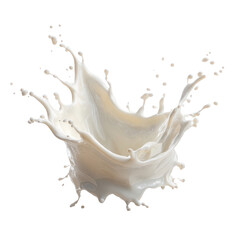 Obraz premium Milk Splash Dynamic Creamy White Liquid, isolated on transparent background, perfect cutout, PNG
