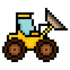 Fototapeta premium Bulldozer construction machinery in pixel art style