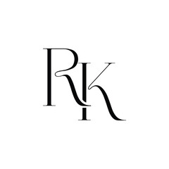 RK monogram logo design letter text name symbol monochrome logotype alphabet character simple logo