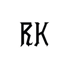 RK monogram logo design letter text name symbol monochrome logotype alphabet character simple logo