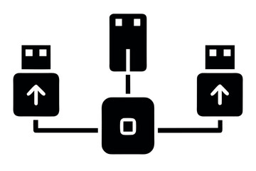 Set of five distinct usb drive icon variations