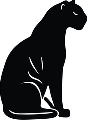 Vector art of a sleek black panther sits gracefully in a minimalist vector design exuding power and elegance with its smooth silhouette