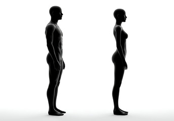 Male and female body silhouettes in profile view