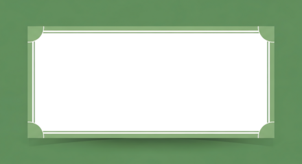 White Rectangular Frame with Green Double Border and Curved Corner Accents.