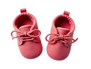 Soft red baby shoes with laces isolated on a transparent background footwear infant