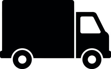 Black cargo truck icon