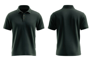 Dark green polo shirt, front and back views
