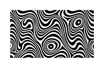 Psychedelic Swirl Seamless Vector Pattern. Black and White Retro 1960s Abstract Background © revpy