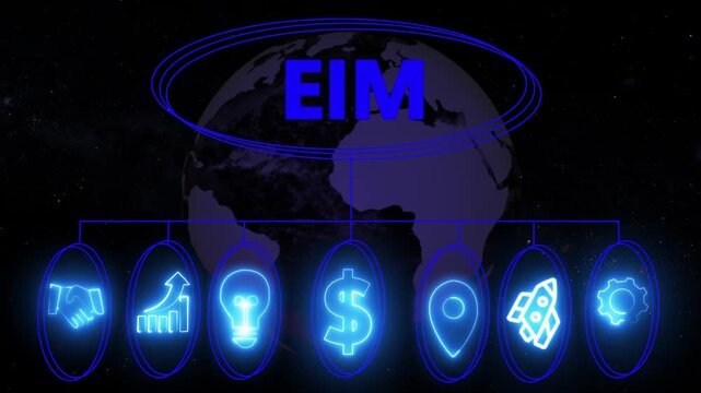 EIM Enterprise information management system, business insights from large data sets, Animated data analytics banner web icons isolated on transparent background