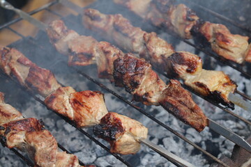juicy barbecue at home on the grill