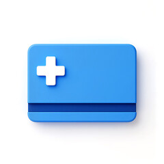 Obraz premium Blue medical card design featuring a white cross