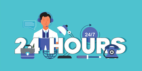 24 hours word concepts banner design