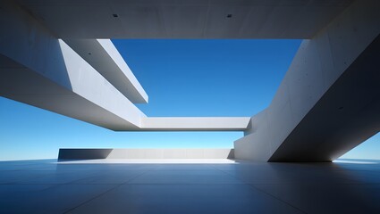 Obraz premium Abstract Architecture - Blue Sky View Through Concrete Structure