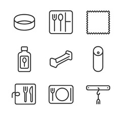 Silverware Icon Grid. Outline icon set of silverware accessories: napkin ring, cutlery tray, polishing cloth, silver cleaner