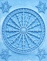 Obraz premium Intricate blue snowflake pattern, showcasing artistic design and winter inspiration.