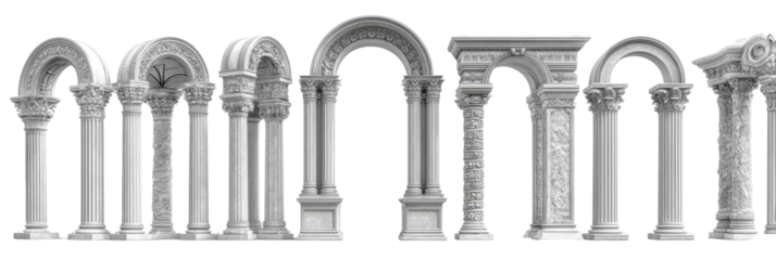 Classical arches and columns in a row