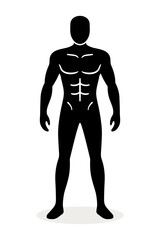 Human Silhouette: A sleek black silhouette of a muscular person, perfect for visual communication. The image conveys strength, fitness, and the human form