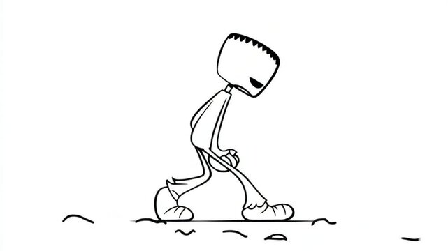 Walking Zombie Cartoon Character Dragging Foot