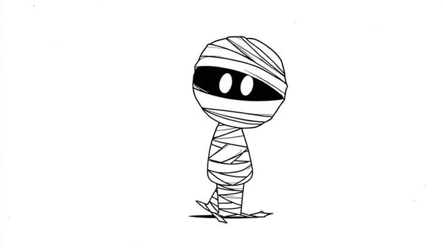 Adorable Mummy Cartoon Character Wrapped In Bandages