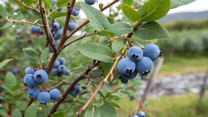 Haskap Berry Harvest in Kamchatka Garden Close up Shot of Ripe Spring Fruits on Bush