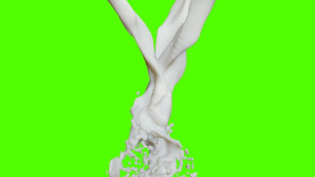 milk splash on green screen background video