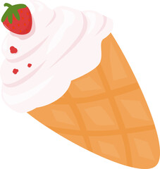 Ice Cream Cone with Strawberry 