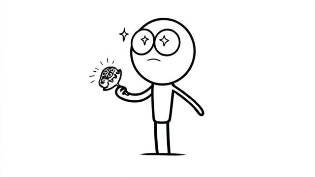 Excited Character Holding Delicious Halloween Donut