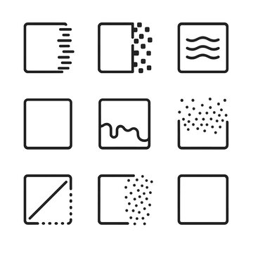 Dissolve Effects Icons. Outline icon set of dissolve effects and concepts: fading, pixelate, blur, gradient transition, melting,