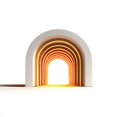 Fototapeta premium Archway tunnel with warm light isolated on a transparent background image