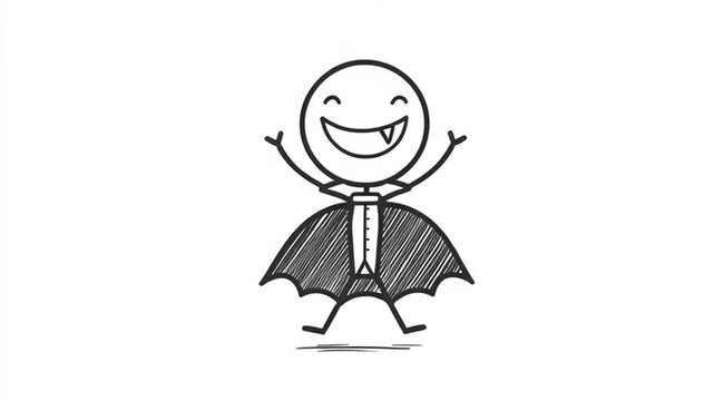 Happy Vampire Cartoon Character Raising Both Arms