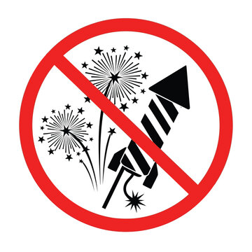 Vectore no fireworks allowed symbol isolated on white background