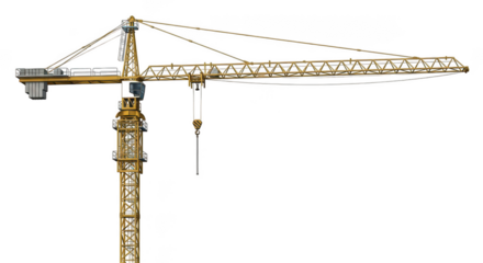 Yellow Tower Crane On Black Background