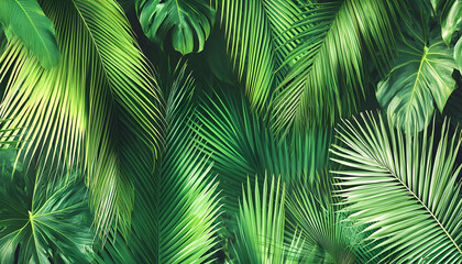 Fototapeta premium Lush Tropical Leaf Canopy Close-Up