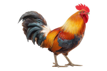 Fototapeta premium Rooster displaying vibrant feathers farm animal