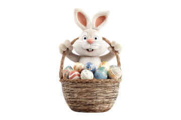 Easter bunny celebrates in colorful garden