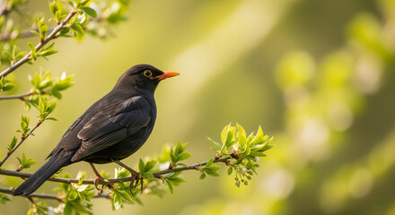 Fototapeta premium Male Blackbird in Spring