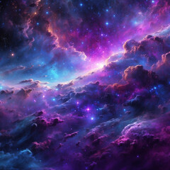 Obraz premium Cosmic clouds ablaze with vibrant nebulae and stars