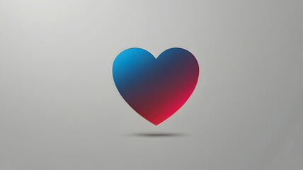 A modern gradient heart icon transitioning from vibrant blue to passionate red, isolated on a gray background, symbolizing love.