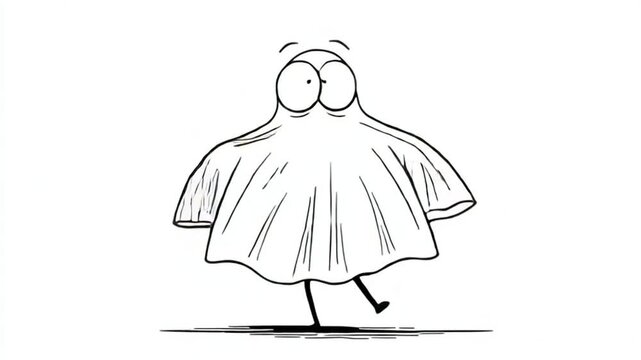 Curious Ghost Cartoon Character Peeking From Sheet
