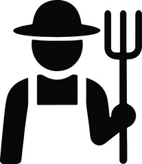 Fototapeta premium Silhouette farmer holding pitchfork agriculture concept vector illustrator