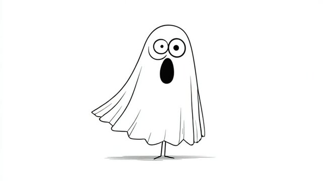 Surprised Ghost Cartoon Character With Open Mouth