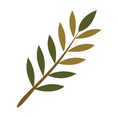 Vintage retro olive leaf branch botanical illustration with detailed grain texture and natural elements