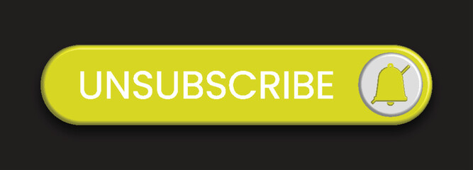 3D Yellow Unsubscribe Button with Crossed Bell Icon